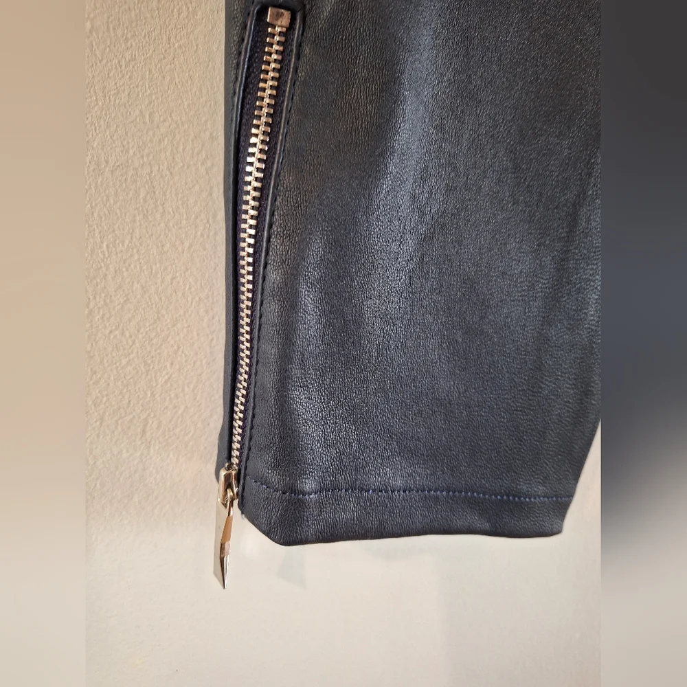 Kate Spade Estrella Navy Stretch Leather Pants Size 6 - Picture 6 of 7